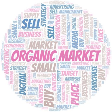 Organic Market kelime bulutu. Yalnızca metin ile yapılan vektör.