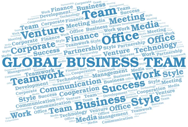 Global Business Team Word Cloud. Collage nur mit Text. — Stockvektor