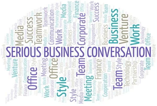Súlyos üzleti beszélgetés szófelhő. Csak szövegből készült kollázs. — Stock Vector