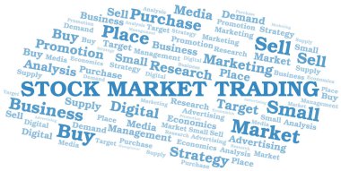 Stock Market Ticaret kelime bulutu. Yalnızca metin ile yapılan vektör.