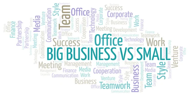 Big Business vs kis szófelhő. Csak szövegből készült kollázs. — Stock Vector