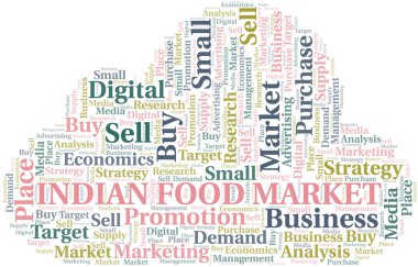 Hint Gıda piyasası kelime bulutu. Yalnızca metin ile yapılan vektör.