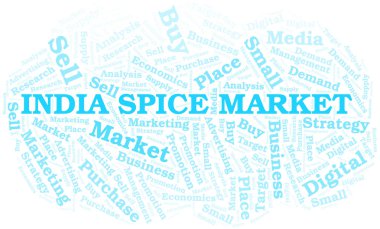 Hindistan Spice Market kelime bulut. Yalnızca metinle yapılan vektör.