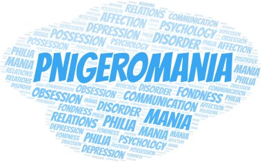Pnigeromania kelime bulut. Yalnızca metinle yapılan mani türü.
