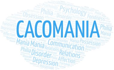Cacomania kelime bulut. Yalnızca metinle yapılan mani türü.