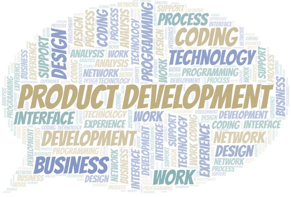 Desarrollo de productos word cloud. Wordcloud hecho solo con texto . — Archivo Imágenes Vectoriales