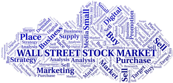 Wall Street Stock Market nuvem de palavras. Vetor feito apenas com texto . — Vetor de Stock