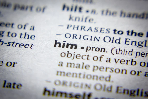 Word or phrase Him in a dictionary. — Stock Photo, Image