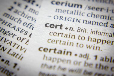 Sözlükteki sözcük veya tümcecik Cert.