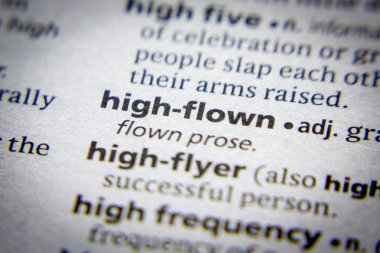 Sözlükte yüksek uçuşlu sözcük veya tümcecik.