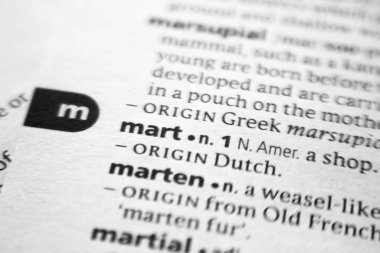 Sözlükte Sözcük veya ifade Mart.