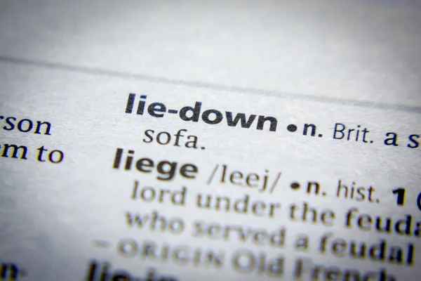 Word or phrase Lie-down in a dictionary.