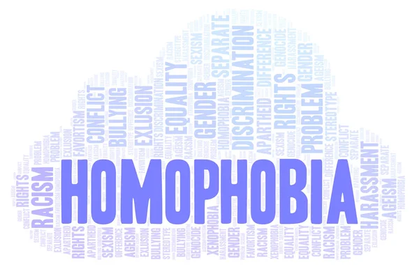 Homofobia - tipo de discriminação - nuvem de palavras . — Fotografia de Stock