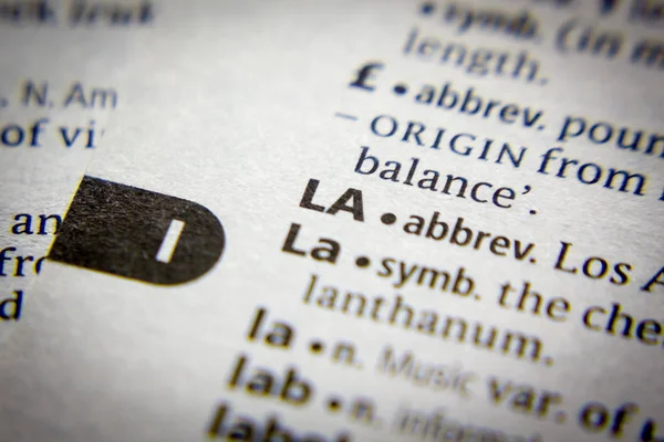 Słowo lub fraza La w słowniku. — Zdjęcie stockowe