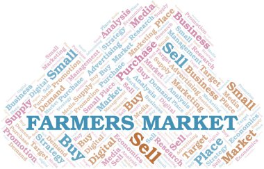 Farmers Market kelime bulutu. Yalnızca metin ile yapılan vektör.