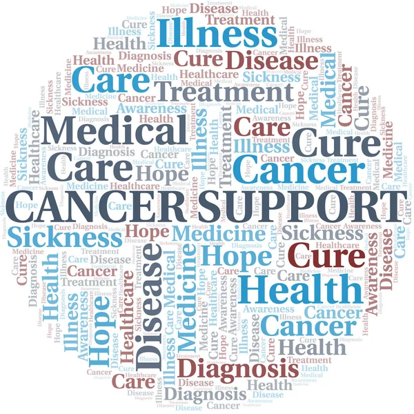 Cancer Support word cloud. Vektor dibuat dengan teks saja . - Stok Vektor