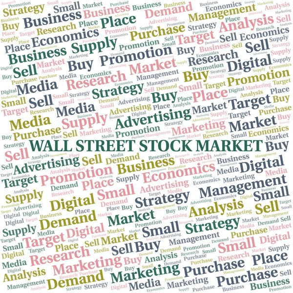 华尔街股市字云。仅使用文本制作的矢量. — 图库矢量图片
