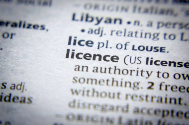 Sözlükteki sözcük veya tümcecik Lisansı.