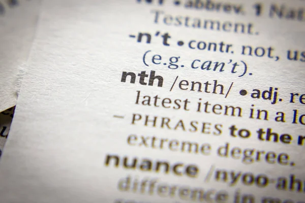 Słowo lub fraza NTH w słowniku. — Zdjęcie stockowe