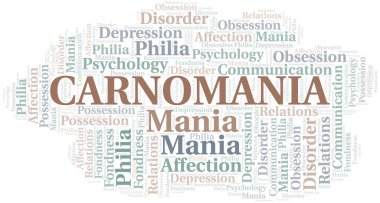 Carnomania kelime bulutu. Yalnızca metinle yapılan mani türü.