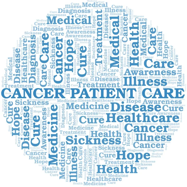 Cancer Patient Care parola nube. Vettore realizzato solo con testo . — Vettoriale Stock