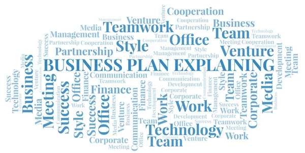 Businessplan, der Word Cloud erklärt. Collage nur mit Text. — Stockvektor