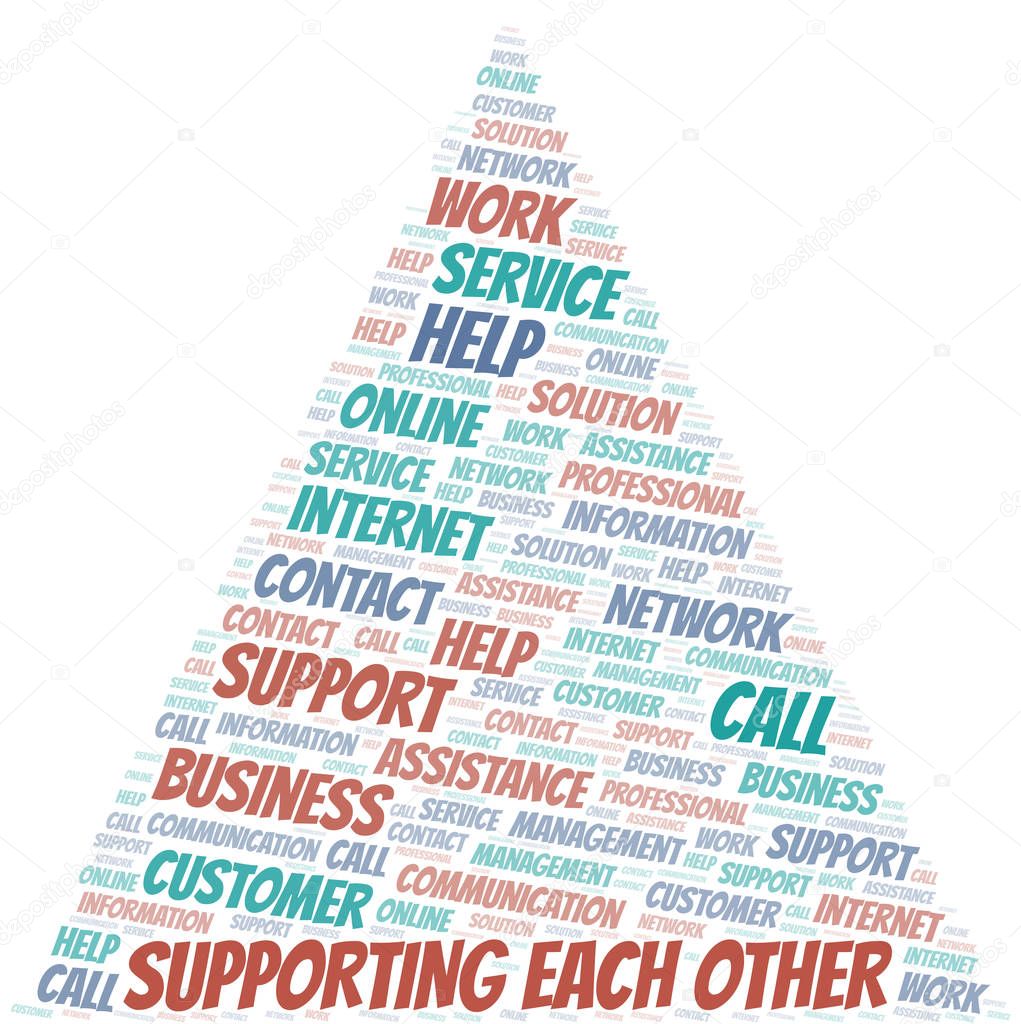 Supporting Each Other word cloud vector made with text only.