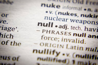 Sözlükte Sözcük veya tümcecik Null.