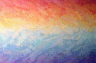 Mavi ve kırmızı Tüylü Fırça Yağlı Boyası arkaplanının soyut çizimi