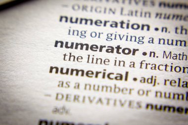 Sözlükteki sözcük veya sözcük Numerator.