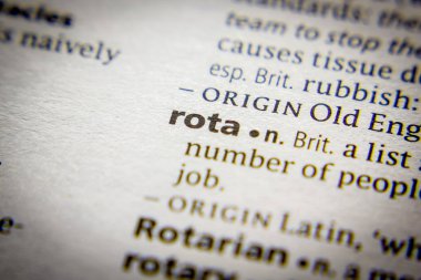 Sözlükteki sözcük veya tümcecik Rota.