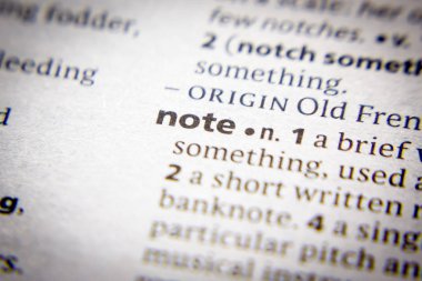 Sözlükteki sözcük veya tümcecik Notu.