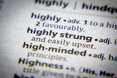 Sözlükte çok sinirli sözcük veya tümcecik.