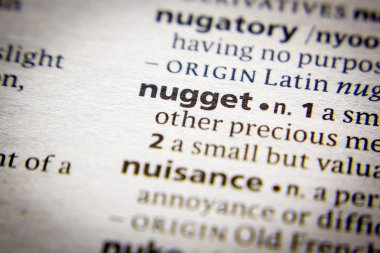 Sözlükteki sözcük veya tümcecik Nugget.