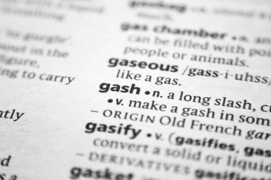 Sözlükteki sözcük veya tümcecik Gash.