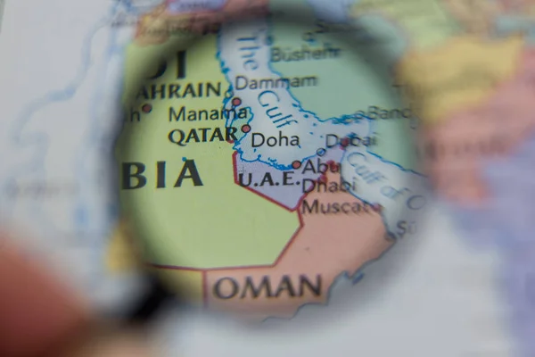 Emiratos Árabes Unidos o U.A.E. en el mapa del mundo . — Foto de Stock