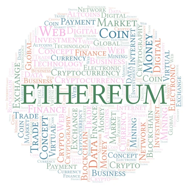 Ethereum криптовалюта монета слово хмара . — стокове фото