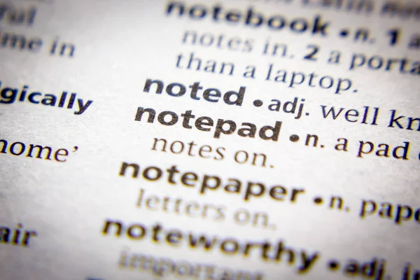 Word or phrase Notepad in a dictionary. — Stock Photo, Image