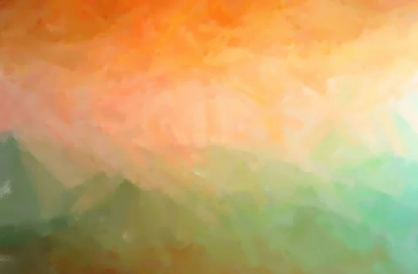Abstracte illustratie van groene, oranje Dry Brush Oil Paint achtergrond — Stockfoto