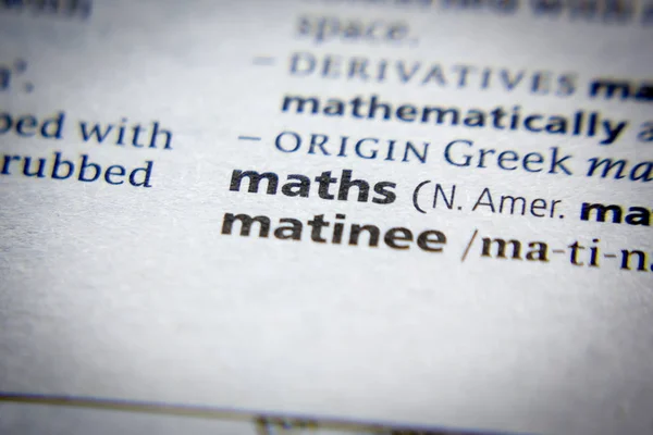 Word or phrase Maths in a dictionary.