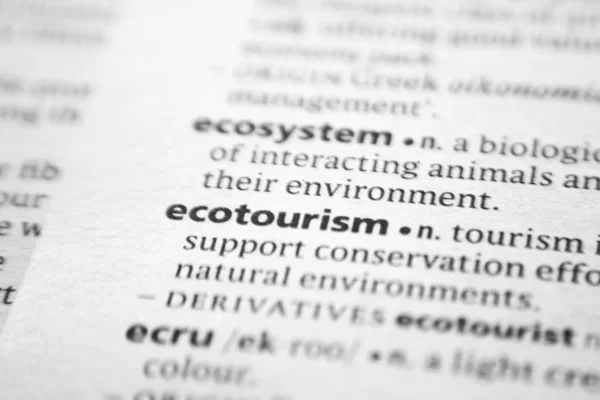 Word or phrase Ecotourism in a dictionary. — Stock Photo, Image