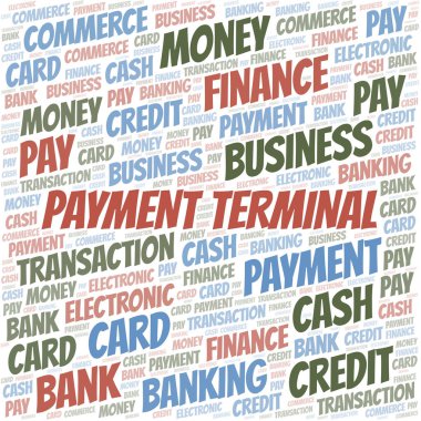 Ödeme Terminali kelime bulutu. Yalnızca metinle yapılan vektör.