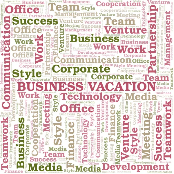 Business Vacation word cloud. Collage made with text only. — Stock Vector