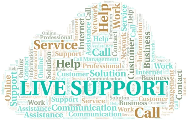 Live Support Word Cloud Vector gjord med endast text. — Stock vektor