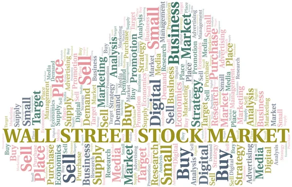 Wall Street Stock Market nuvem de palavras. Vetor feito apenas com texto . — Vetor de Stock