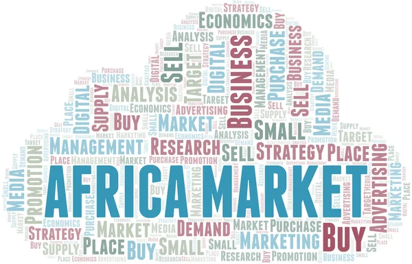 アフリカ市場ワードクラウド。テキストのみで作られたベクトル. — ストックベクタ