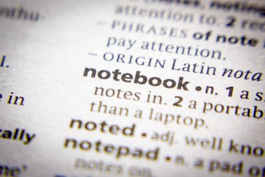 Sözlükteki sözcük veya tümcecik Not Defteri.