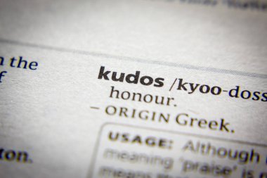 Sözlükte Sözcük veya tümcecik Kudos.