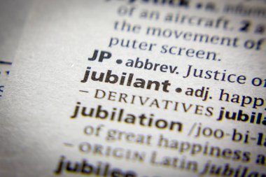 Sözlükte Sözcük veya tümcecik Jubilant.