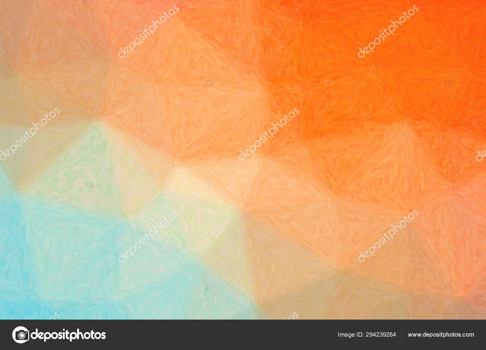 青 オレンジ色の厚塗り背景の抽象的なイラスト ストック写真